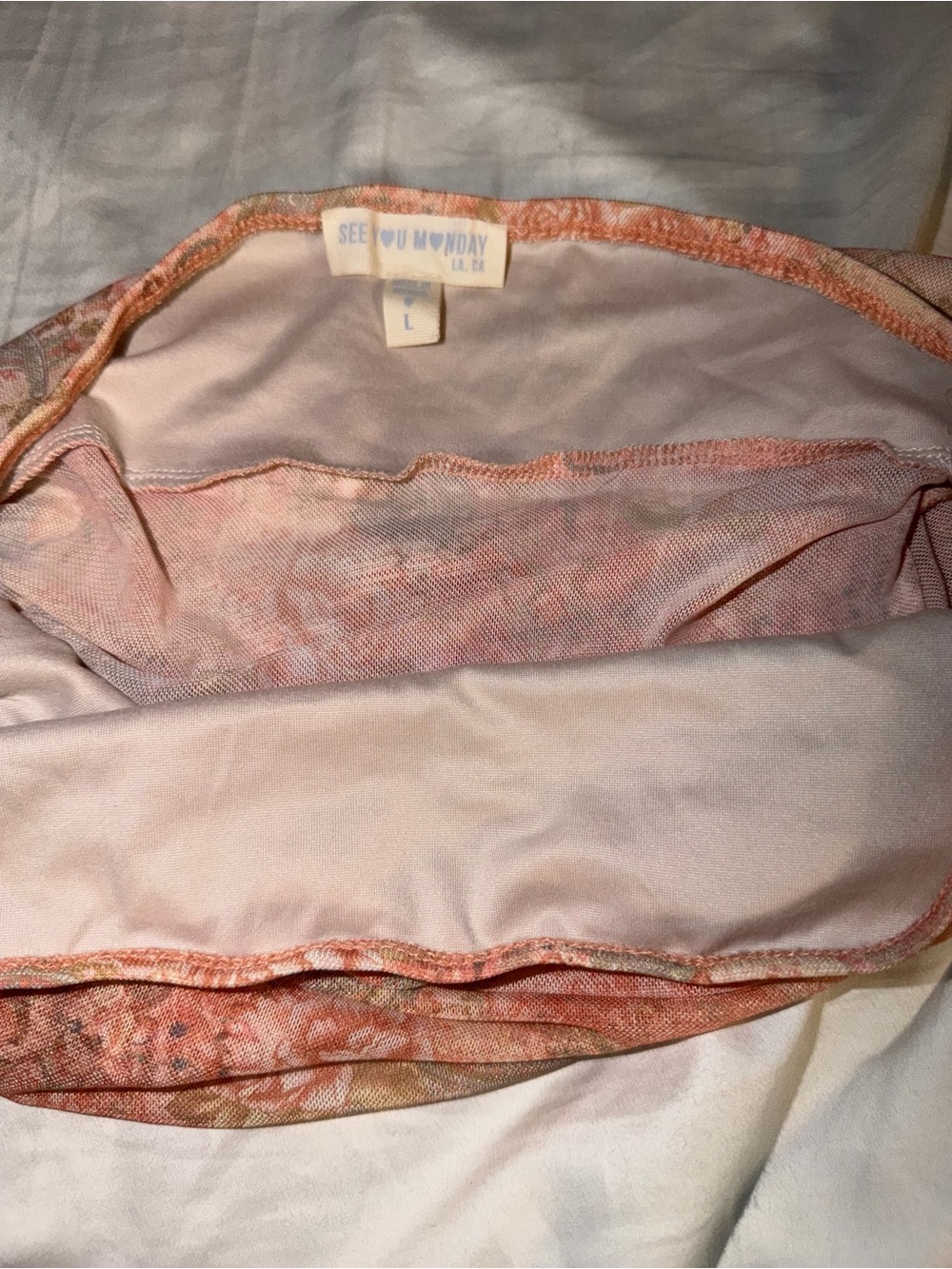 See You Monday peach paisley and floral mesh tube 2 piece dress - Picture 9 of 14